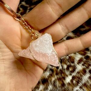 🔥 3/15 SALE 🔥 Handmade Crystal Rose Quartz Keychain - Raw Crystal Accessory